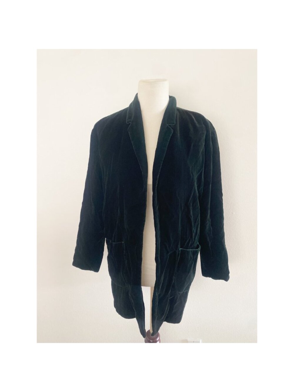 Vintage Norma Kamali Velvet Blazer Green 1980s 80s